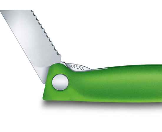Нож для овощей VICTORINOX SwissClassic, складной, лезвие 11 см с волнистой кромкой, зелёный, изображение 7