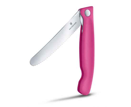 Нож для овощей VICTORINOX SwissClassic, складной, лезвие 11 см с волнистой кромкой, розовый, изображение 3