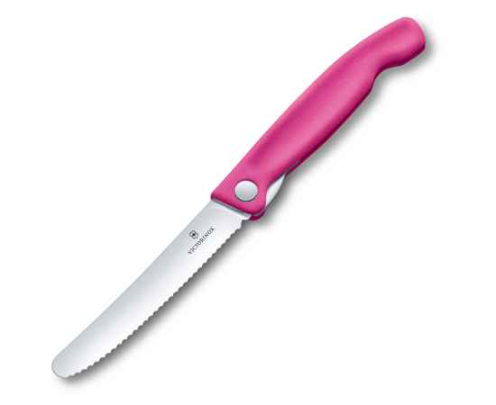 Нож для овощей VICTORINOX SwissClassic, складной, лезвие 11 см с волнистой кромкой, розовый, изображение 4