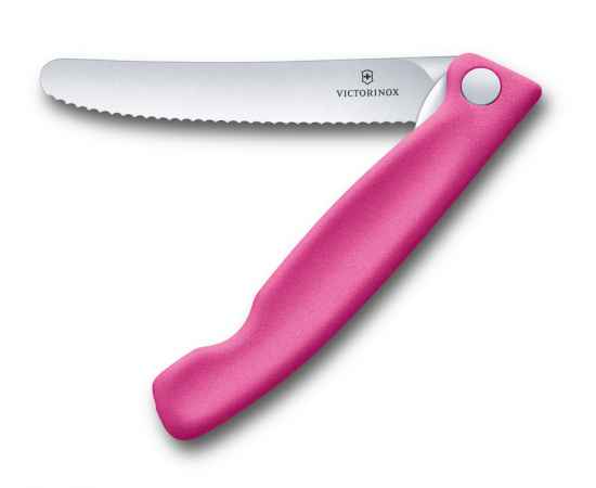 Нож для овощей VICTORINOX SwissClassic, складной, лезвие 11 см с волнистой кромкой, розовый, изображение 5