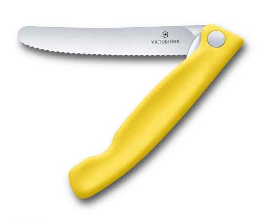 Нож для овощей VICTORINOX SwissClassic, складной, лезвие 11 см с волнистой кромкой, жёлтый, изображение 5