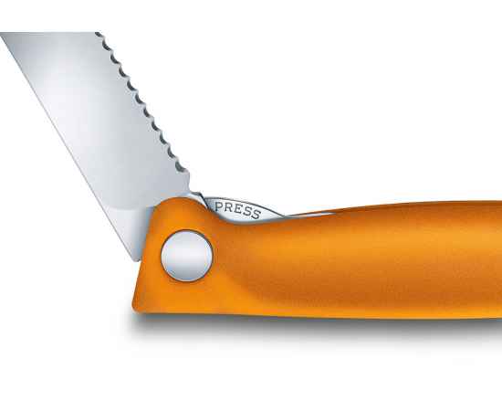 Нож для овощей VICTORINOX SwissClassic, складной, лезвие 11 см с волнистой кромкой, оранжевый, изображение 7