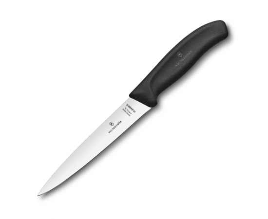 Нож филейный VICTORINOX SwissClassic с гибким прямым лезвием 16 см, чёрный, изображение 3