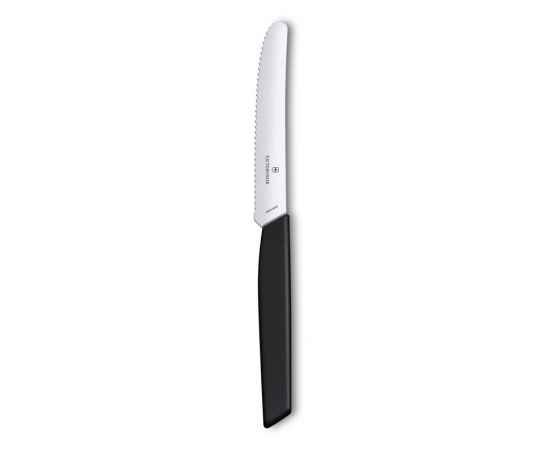 Нож столовый VICTORINOX Swiss Modern, волнистое лезвие 11 см с закруглённым кончиком, чёрный, изображение 2