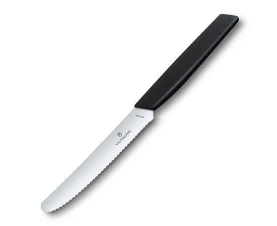 Нож столовый VICTORINOX Swiss Modern, волнистое лезвие 11 см с закруглённым кончиком, чёрный, изображение 3
