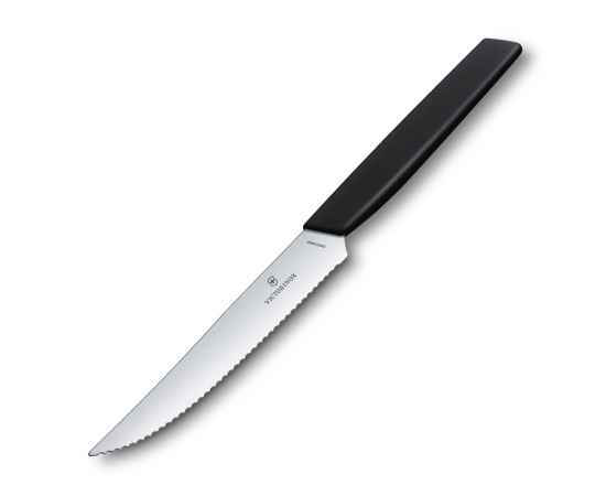 Нож для стейка и пиццы VICTORINOX Swiss Modern, 12 см, с волнистой кромкой, чёрный, изображение 3