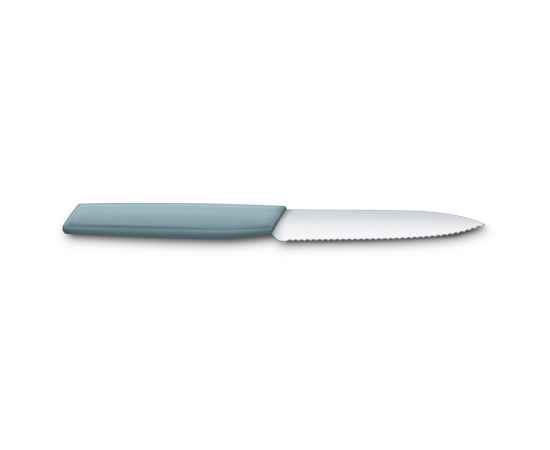 Нож для овощей и фруктов VICTORINOX Swiss Modern, лезвие 10 см с волнистой кромкой, серо-голубой, изображение 2