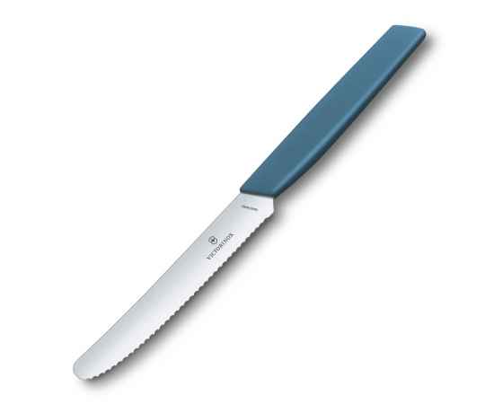 Нож столовый VICTORINOX Swiss Modern, волнистое лезвие 11 см с закруглённым кончиком, синий, изображение 3