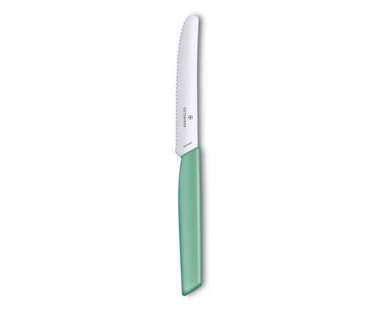 Нож столовый VICTORINOX Swiss Modern, волнистое лезвие 11 см с закруглённым кончиком, мятно-зелёный, изображение 2