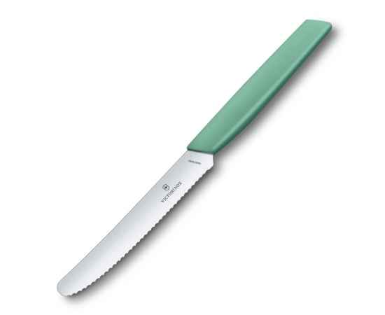 Нож столовый VICTORINOX Swiss Modern, волнистое лезвие 11 см с закруглённым кончиком, мятно-зелёный, изображение 3