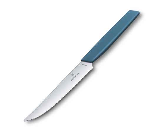 Нож для стейка и пиццы VICTORINOX Swiss Modern, 12 см, с волнистой кромкой, васильково-синий, изображение 3