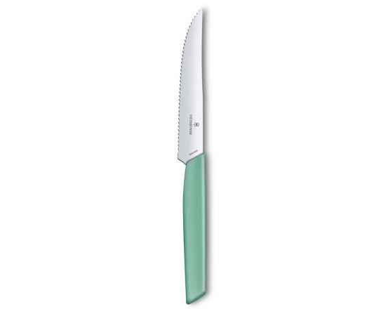 Нож для стейка и пиццы VICTORINOX Swiss Modern, 12 см, с волнистой кромкой, мятно-зелёный, изображение 2