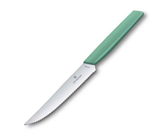 Нож для стейка и пиццы VICTORINOX Swiss Modern, 12 см, с волнистой кромкой, мятно-зелёный, изображение 3