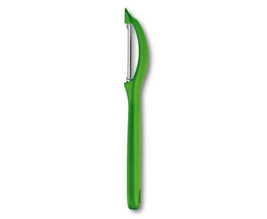 Овощечистка VICTORINOX универсальная, двустороннее лезвие из нержавеющей стали, зелёная рукоять, изображение 2