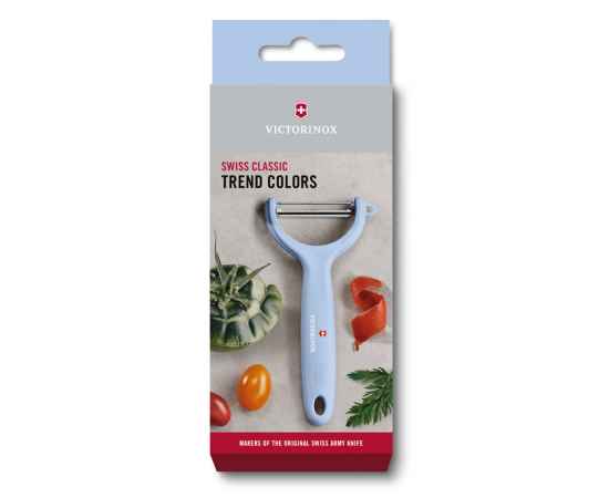 Нож для чистки томатов и киви VICTORINOX, двусторонее зубчатое лезвие, голубая рукоять, изображение 2