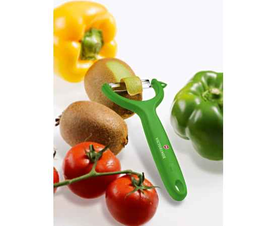 Нож для чистки томатов и киви VICTORINOX, двусторонее зубчатое лезвие, зелёная рукоять, изображение 2