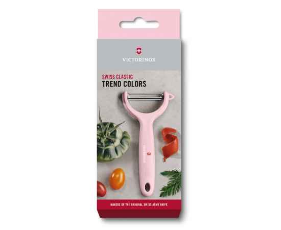 Нож для чистки томатов и киви VICTORINOX, двусторонее зубчатое лезвие, светло-розовая рукоять, изображение 2