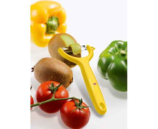 Нож для чистки томатов и киви VICTORINOX, двусторонее зубчатое лезвие, жёлтая рукоять, изображение 2