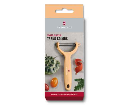 Нож для чистки томатов и киви VICTORINOX, двусторонее зубчатое лезвие, бежевая рукоять, изображение 2