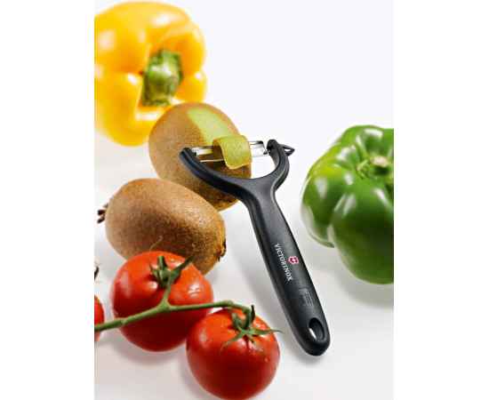 Нож для чистки томатов и киви VICTORINOX, двусторонее зубчатое лезвие, чёрная рукоять, изображение 3