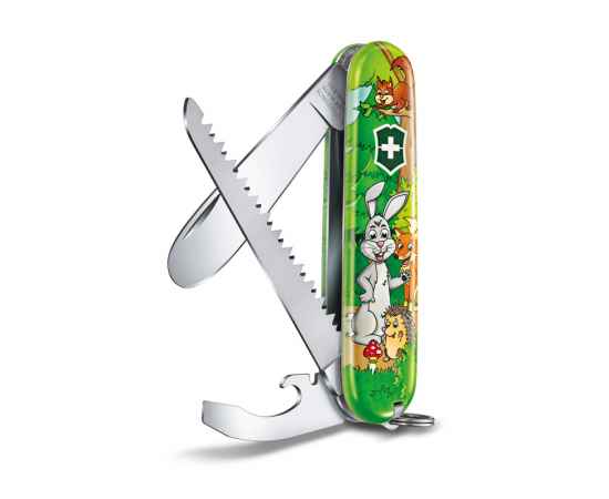 Набор для детей VICTORINOX 'Кролик': перочинный нож 84 мм, шнурок на шею, книга-раскраска, зелёный, изображение 2