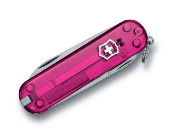 Нож-брелок VICTORINOX Classic, 58 мм, 7 функций, полупрозрачный розовый, изображение 2