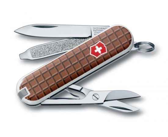 Нож-брелок VICTORINOX Classic, 58 мм, 7 функций, рукоять с дизайном 'Шоколад', изображение 2