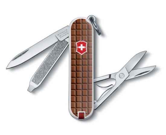 Нож-брелок VICTORINOX Classic, 58 мм, 7 функций, рукоять с дизайном 'Шоколад', изображение 4