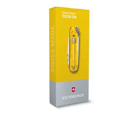 Нож-брелок VICTORINOX Classic SD Colors 'Tuscan Sun', 58 мм, 7 функций, полупрозрачный жёлтый, изображение 4