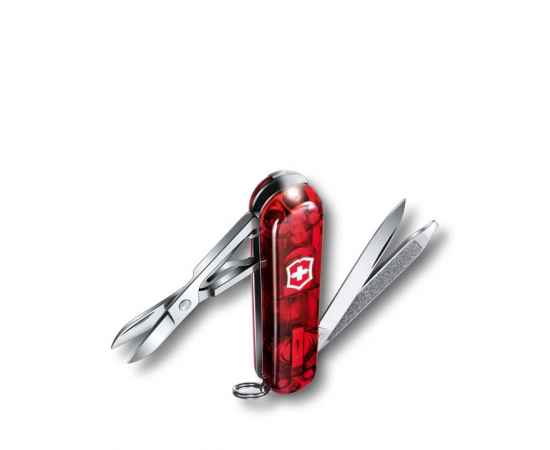 Нож-брелок VICTORINOX Swiss Lite, 58 мм, 7 функций, полупрозрачный красный, изображение 2