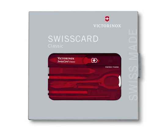 Швейцарская карточка VICTORINOX SwissCard Classic, 10 функций, полупрозрачная красная, изображение 4