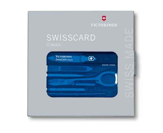 Швейцарская карточка VICTORINOX SwissCard Classic, 10 функций, полупрозрачная синяя, изображение 2