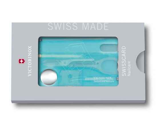 Швейцарская карточка VICTORINOX SwissCard Nailcare, 13 функций, полупрозрачная бирюзовая, изображение 3