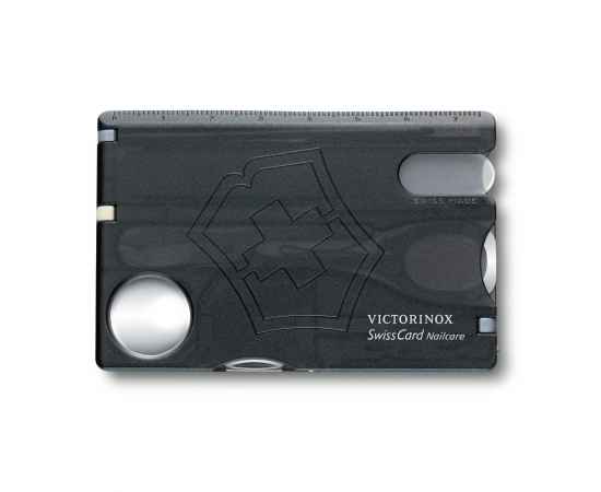 Швейцарская карточка VICTORINOX SwissCard Nailcare, 13 функций, полупрозрачная чёрная, изображение 2