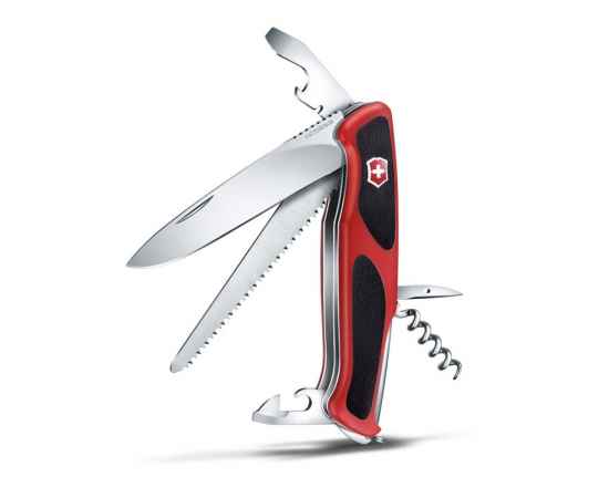 Нож перочинный VICTORINOX RangerGrip 55, 130 мм, 12 функций, с фиксатором лезвия, красный с чёрным, изображение 2