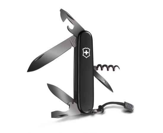 Нож перочинный VICTORINOX Spartan Onyx Black, 91 мм, 12 функций, чёрный, со шнурком в комплекте, изображение 2