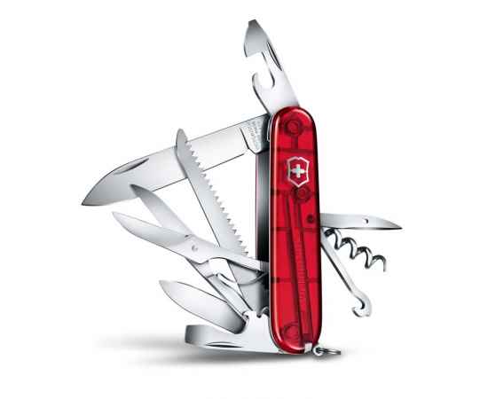 Нож перочинный VICTORINOX Huntsman, 91 мм, 15 функций, полупрозрачный красный, изображение 3