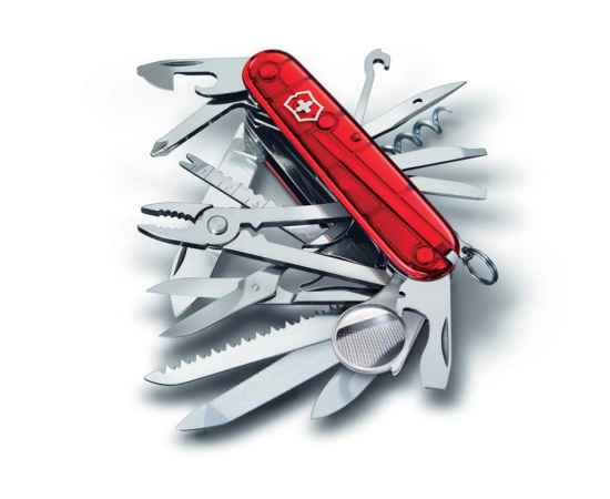 Нож перочинный VICTORINOX Swiss Champ, 91 мм, 33 функции, полупрозрачный красный, изображение 2