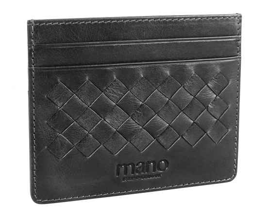 Портмоне для кредитных карт Mano 'Don Luca', натуральная кожа в черном цвете, 10,3 х 8,3 см, изображение 2