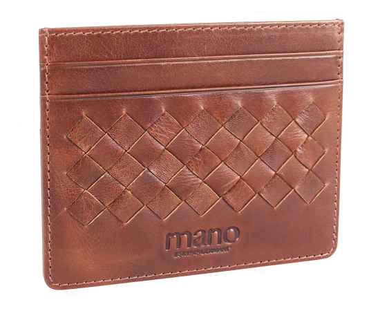 Портмоне для кредитных карт Mano 'Don Luca', натуральная кожа в коньячном цвете, 10,3 х 8,3 см, изображение 2