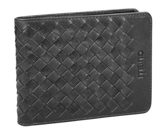Бумажник Mano 'Don Luca', натуральная кожа в черном цвете, 12,5 х 9,7 см, изображение 2