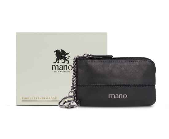 Ключница Mano 'Don Romeo' с RFID защитой, натуральная кожа в чёрном цвете, 11,5 х 1 х 6,5 см, изображение 4