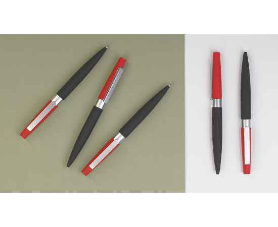 Ручка шариковая 'Peri'покрытие soft touch, черный с красным, Цвет: черный с красным, изображение 2