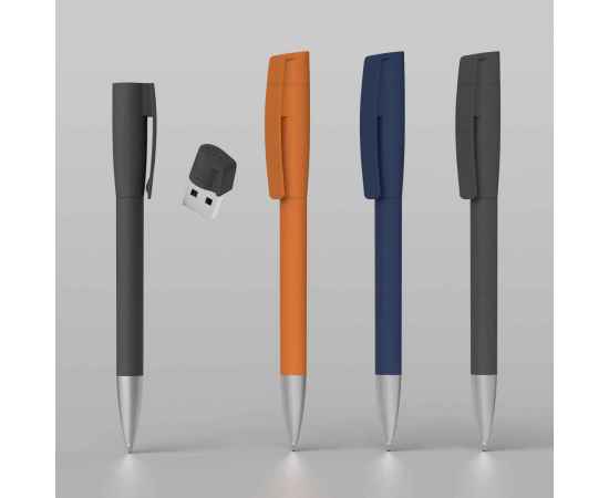 Ручка с флеш-картой USB 8GB «TURNUSsoftgrip M», оранжевый, изображение 3