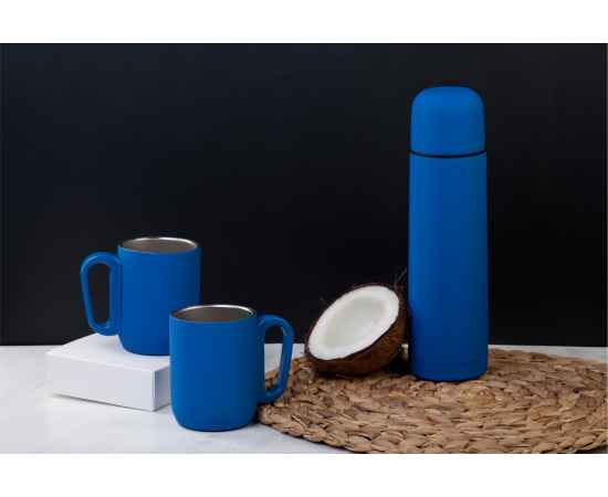 Набор 'Гейзер' (термос, 2 кружки), покрытие soft touch, синий, Цвет: синий, изображение 2
