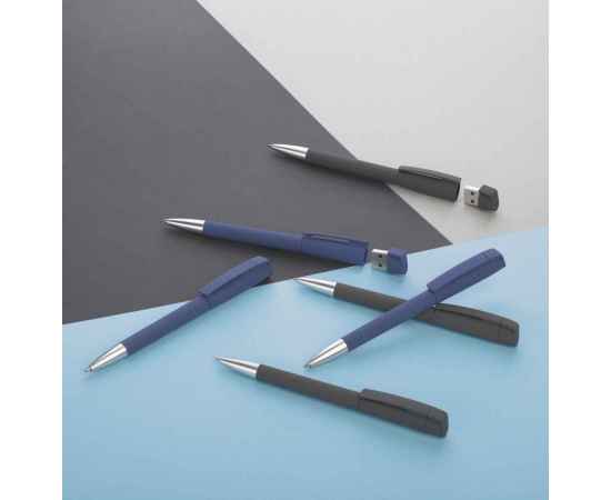 Ручка с флеш-картой USB 16GB «TURNUSsoftgrip M», темно-синий, Цвет: темно-синий, изображение 2