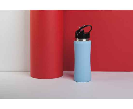 Бутылка для воды 'Индиана' 600 мл, покрытие soft touch, голубой, Цвет: голубой, изображение 2