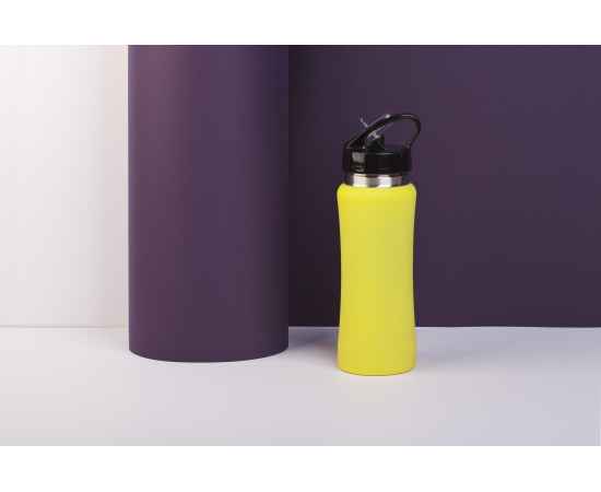 Бутылка для воды 'Индиана' 600 мл, покрытие soft touch, желтый, Цвет: желтый, изображение 2