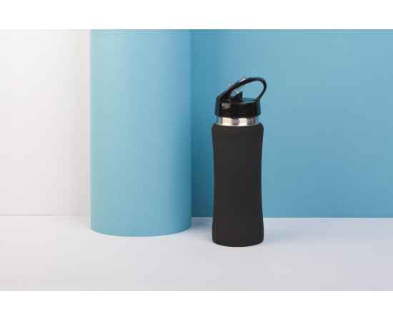 Бутылка для воды 'Индиана' 600 мл, покрытие soft touch, черный, Цвет: черный, изображение 2