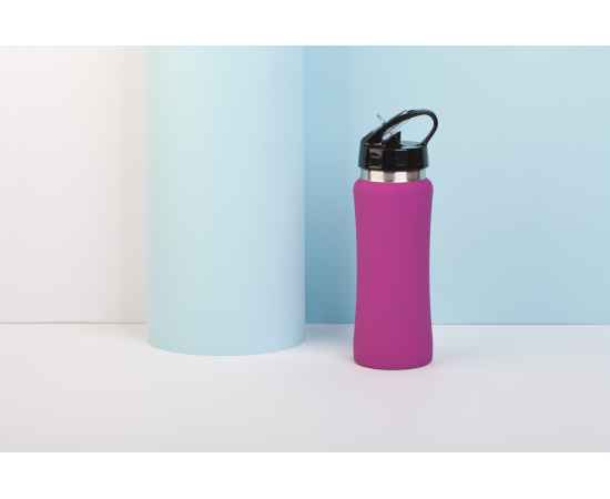Бутылка для воды 'Индиана' 600 мл, покрытие soft touch, фуксия, Цвет: фуксия, изображение 2